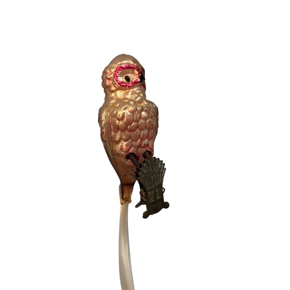 Antique German Blown Glass Owl Clip-On Ornament C1930 With Reinforced Tail Rare - Picture 6 of 6
